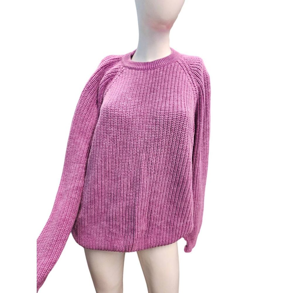 LL Bean Purple Chunky Knit Sweater Men's sz XL Tall Fall Winter Unisex Vintage 9